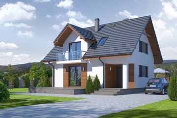  Projekt domu Grabie Średnie 13 (KRP1658) - projekt domu parterowego z poddaszem - Zdjęcie 1