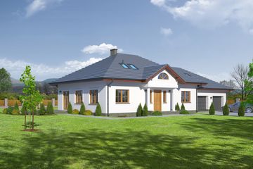  Projekt domu Zadębie 17 (KRP1663) - projekt domu parterowego z poddaszem - Zdjęcie 1