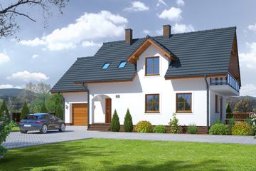  Projekt domu Olszówka 4-01 (KRP1664) - projekt domu parterowego z poddaszem - Zdjęcie 1