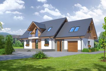  Projekt domu Gryfów G (KRP1675) - projekt domu parterowego z poddaszem - Zdjęcie 1
