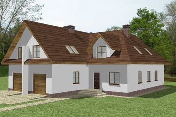  Projekt domu Bliźniak 3 (WAM1195) - projekt domu parterowego z poddaszem - Zdjęcie 1