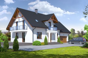  Projekt domu Biskupice 15-01 (KRP1681) - projekt domu parterowego z poddaszem - Zdjęcie 1