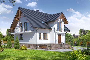  Projekt domu Brzozów 7-01 (KRP1688) - projekt domu parterowego z poddaszem - Zdjęcie 1