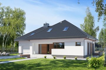  Projekt domu E-143 (WAX1040) - projekt domu parterowego z poddaszem - Zdjęcie 1
