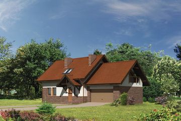  Projekt domu WM24B Pluszcz (GDB1038) - projekt domu parterowego z poddaszem - Zdjęcie 2