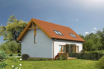  Projekt domu Bliźniak B01 Sówka (GDB1039) - projekt domu parterowego z poddaszem - Zdjęcie 1