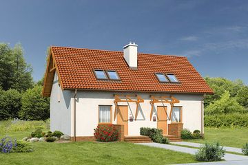  Projekt domu Bliźniak B01 Sówka (GDB1039) - projekt domu parterowego z poddaszem - Zdjęcie 2