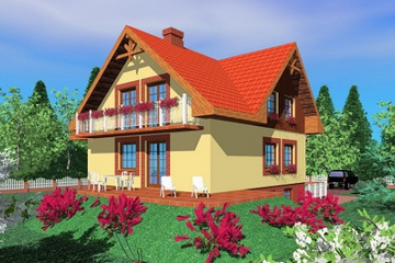 Projekt domu Sko - parterowy z poddaszem dom o powierzchni 151,20 m², dach dwuspadowy - ujęcie 2