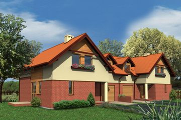  Projekt domu Bliźniak B04 - 2 x WM02 (GDB1064) - projekt domu parterowego z poddaszem - Zdjęcie 1