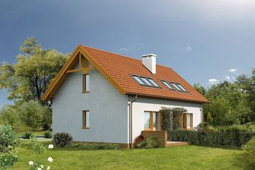  Projekt domu Bliźniak B01a Sówka (GDB1070) - projekt domu parterowego z poddaszem - Zdjęcie 1