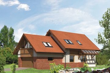 Projekt domu WM24A Pluszcz - z pełnym piętrem dom o powierzchni 223,17 m², dach dwuspadowy - ujęcie frontu