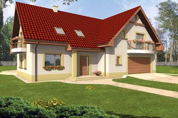  Projekt domu Klaudia 2 rodziny (WRY1074) - projekt domu parterowego z poddaszem - Zdjęcie 1