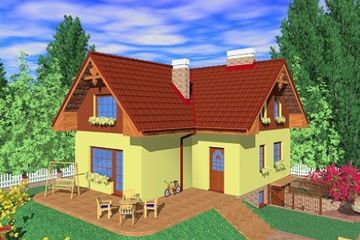  Projekt domu Ruz (SLB1195) - projekt domu parterowego z poddaszem - Zdjęcie 2