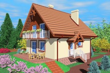  Projekt domu Zik (SLB1196) - projekt domu parterowego z poddaszem - Zdjęcie 1