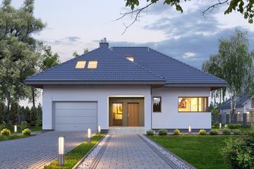  Projekt domu E-158 (WAX1043) - projekt domu parterowego z poddaszem - Zdjęcie 1