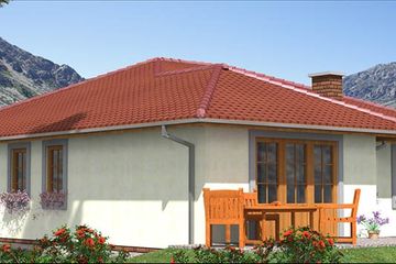 Projekt domu A-104 Dom poziomkowa - szkieletowy - parterowy dom o powierzchni 130,10 m², dach czterospadowy - ujęcie 3