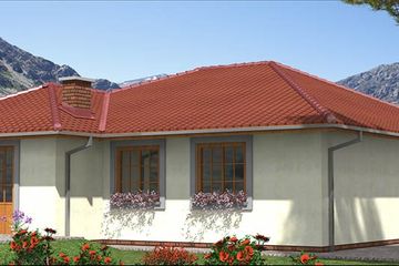 Projekt domu A-104 Dom poziomkowa - szkieletowy - parterowy dom o powierzchni 130,10 m², dach czterospadowy - ujęcie 4