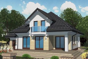 Projekt domu APS 250 - parterowy z poddaszem dom o powierzchni 151 m², dach kopertowy - ujęcie 2