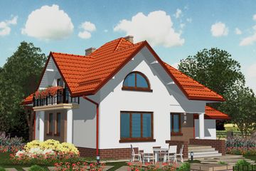 Projekt domu APS 010 + P - parterowy z poddaszem dom o powierzchni 151,10 m², dach kopertowy - ujęcie 2