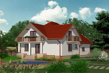 Projekt domu APS 016 + P - parterowy z poddaszem dom o powierzchni 164,80 m², dach kopertowy - ujęcie 2