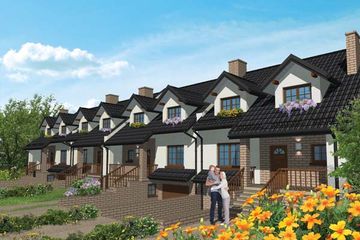 Projekt domu APS 210 - parterowy z poddaszem dom o powierzchni 144,10 m², dach dwuspadowy - ujęcie frontu