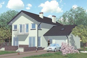 Projekt domu APS 072 + G - parterowy z poddaszem dom o powierzchni 131,40 m², dach dwuspadowy, koszt budowy 349 000 zł - ujęcie frontu