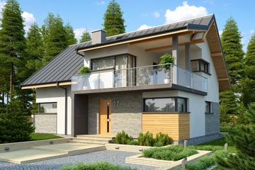  Projekt domu Aosta II Termo (KRH1383) - projekt domu parterowego z poddaszem - Zdjęcie 1