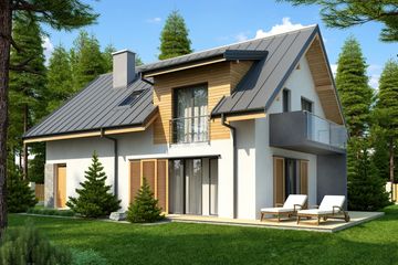  Projekt domu Aosta II Termo (KRH1383) - projekt domu parterowego z poddaszem - Zdjęcie 2