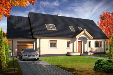  Projekt domu Sidney 2B garaż (WRD2343) - projekt domu parterowego z poddaszem - Zdjęcie 1