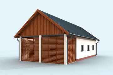  Projekt garażu G323 garaż jednostanowiskowy z wiatą (SLN2229) - projekt garażu parterowego - Zdjęcie 3