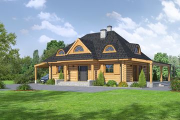 Projekt domu Chmielniki małe dw 22 - parterowy z poddaszem dom o powierzchni 123,12 m², dach kopertowy - ujęcie frontu