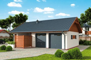  Projekt garażu G321 garaż dwustanowiskowy z pomieszczeniem gospodarczym i altaną (SLN2208) - projekt garażu parterowego - Zdjęcie 3