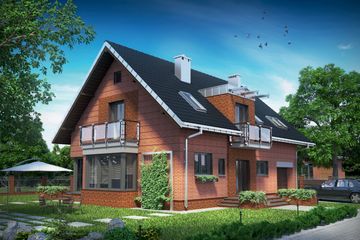  Projekt domu Axel Ceramik - murowana – ceramika (KRD2610) - projekt domu parterowego z poddaszem - Zdjęcie 1