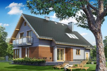 Projekt domu Bruno (1411) - parterowy z poddaszem dom o powierzchni 150,40 m², dach dwuspadowy - ujęcie 2