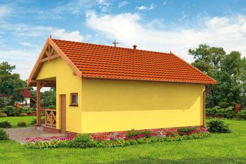  Projekt garażu G264 garaż jednostanowiskowy z pomieszczeniem gospodarczym i werandą (SLN1337) - projekt garażu parterowego - Zdjęcie 3