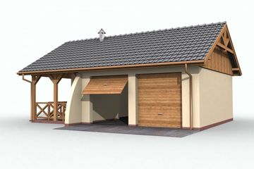  Projekt garażu G42 garaż dwustanowiskowy z pomieszczeniem gospodarczym i altaną ogrodową z grilem (SLN1007) - projekt garażu parterowego - Zdjęcie 3