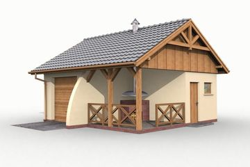  Projekt garażu G41 garaż jednostanowiskowy z pomieszczeniem gospodarczym i altaną ogrodową z grilem. (SLN1136) - projekt garażu parterowego - Zdjęcie 3