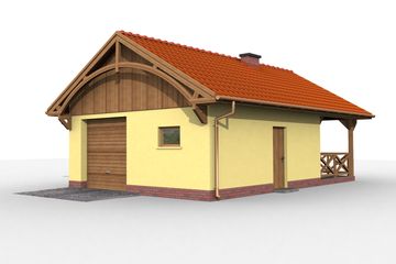  Projekt garażu G57 garaż jednostanowiskowy z pomieszczeniem gospodarczym i altaną (SLN1151) - projekt garażu parterowego - Zdjęcie 4
