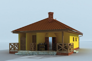 Projekt budynku gospodarczego G189 budynek gospodarczy - parterowy dom o powierzchni 64,61 m², dach kopertowy - ujęcie 3