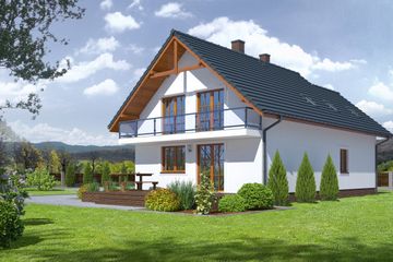  Projekt domu Olszówka 4-01 (KRP1664) - projekt domu parterowego z poddaszem - Zdjęcie 2