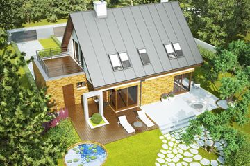 Projekt domu Tim G1 (wersja B) - parterowy z poddaszem dom o powierzchni 104,12 m², dach dwuspadowy - ujęcie 3