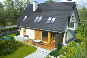 Projekt domu Tolek G1 - parterowy z poddaszem dom o powierzchni 110,47 m², dach dwuspadowy - ujęcie 3