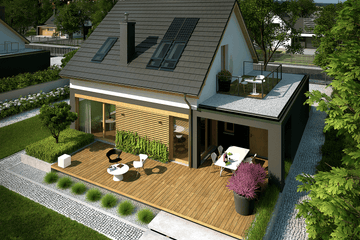 Projekt domu E14 G1 economic - parterowy z poddaszem dom o powierzchni 103,59 m², dach dwuspadowy - ujęcie 3