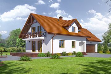  Projekt domu Osiek nowy gg plus (KRP1718) - projekt domu parterowego z poddaszem - Zdjęcie 1