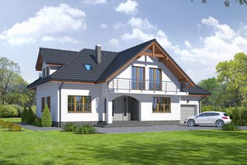  Projekt domu Sławków z garażem 5 (KRP1728) - projekt domu parterowego z poddaszem - Zdjęcie 1