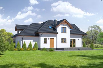  Projekt domu Sławków z garażem 5 (KRP1728) - projekt domu parterowego z poddaszem - Zdjęcie 2