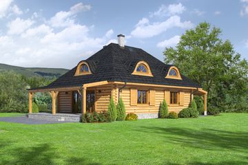 Projekt domu Chmielniki małe dw 22 - parterowy z poddaszem dom o powierzchni 123,12 m², dach kopertowy - ujęcie 2