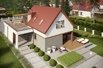 Projekt domu E13 II G1 economic - parterowy z poddaszem dom o powierzchni 104,34 m², dach dwuspadowy - ujęcie 3