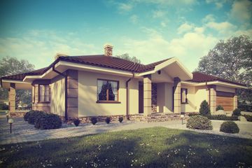  Projekt domu D172 - Zbigniew z garażem wersja drewniana (WAI1243) - projekt domu parterowego - Zdjęcie 3