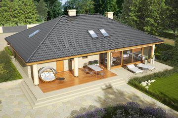 Projekt domu Alan II G2 - parterowy dom o powierzchni 137,49 m², dach kopertowy - ujęcie 3